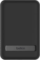 Belkin Batterie externe sans fil magnétique 5000mAh, Chargeur portable compatible MagSafe et charge Pass-Through, sortie 7,5W, entrée 10W et béquille, Compatible avec les iPhone 15, 14, 13, 12, Noir